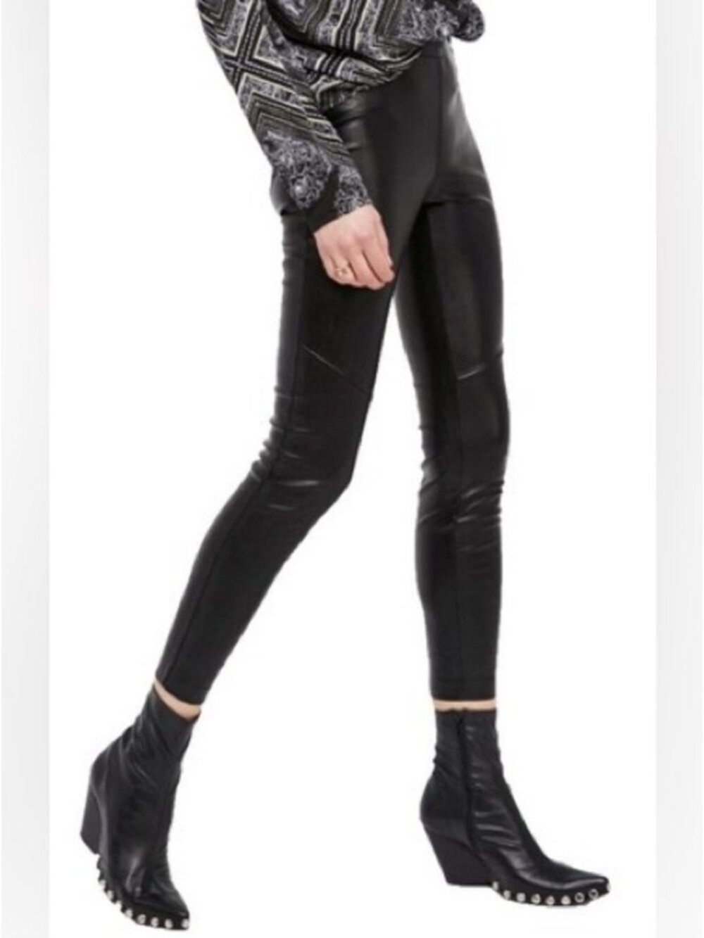 Free People Never Let Go Faux Leather moto stretch Leggings Black 24 chic boho